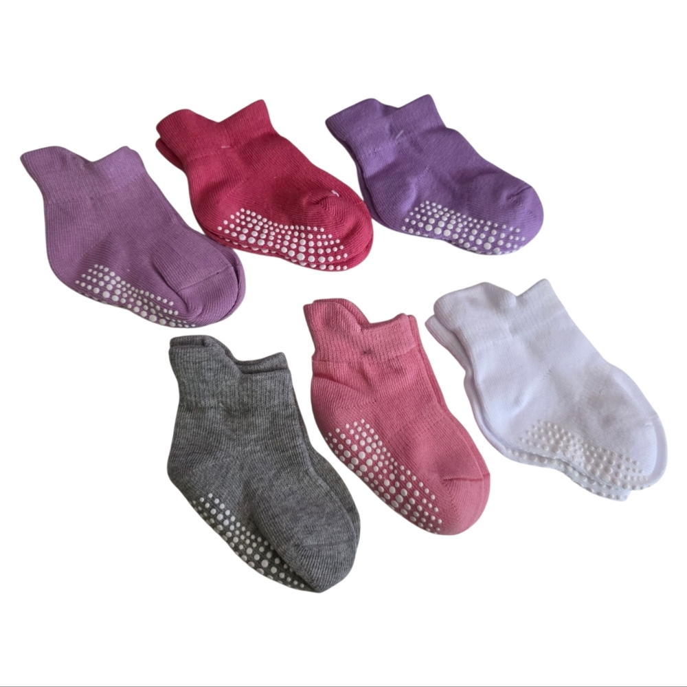 Baby Mixed Color Grip Socks - Size 10-12 Months Pack of 6